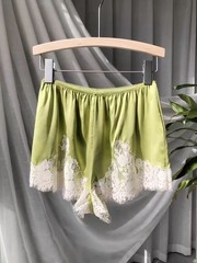 Doen lace patchwork silk vest shorts set