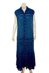 Free People Pretty Cozy Maxi Dress S Button down Embroidered Ruffled NWD 45990