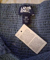 Lands&rsquo; End Chambray Smocked Bust Ruffle Straps Tiered Skirt Dress 2X – 24W-26W