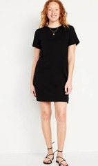 Old Navy Womens Sz Petite Small Black Mini Dress Short Sleeve Casual Pull…