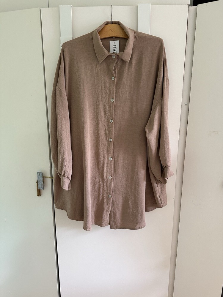 BNWT Hayley Oversized Collared Sand Coloured Shirt Uk 3XL