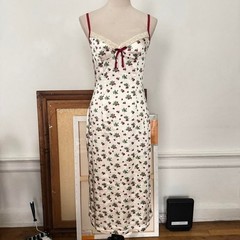 Lacemade White Strawberry Milkmaid Lace Slip Maxi Dress Size M