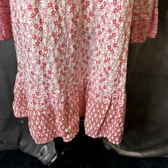 Loft Dress Large Border Tie Nek Swing Boho Beachy Casual Blouson Sleeves Frock