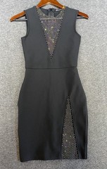 Bella Barnett Women&rsquo;s Bodycon Sleeveless Mini Black Dress Rhinestones Size Small