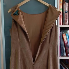 Lauren Ralph Lauren Camel Faux Suede Sleeveless Sheath Dress Brown Size 10