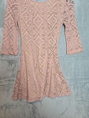 Speechless Womens Lace Dress M Blush Pink Fit Flare Low Back Party Wedding