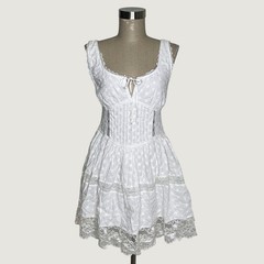 Aeropostale Milkmaid Corset Lace Cotton Mini Dress White Cottagecore Medium