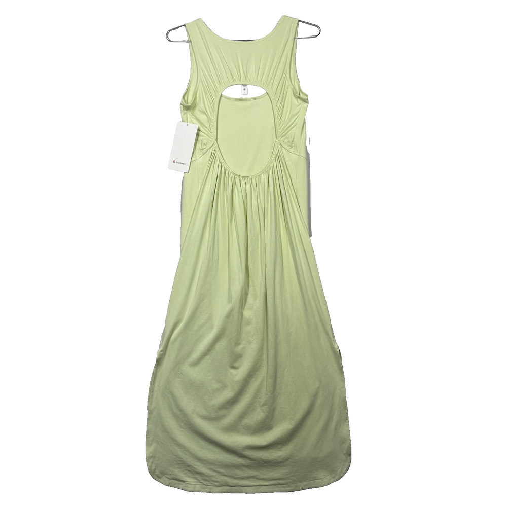 Lululemon Women&rsquo;s Open-Back Midi Dress Size 10 Dewy Green Sleeveless Stretch