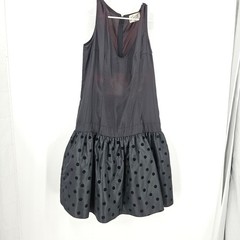 Evenings Raul Blanco Mini Flapper Dress Black Polka Dot Drop Waist Bubble Hem 10
