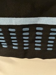 NWT Grace Knitwear Cardigan Sweater M Black Blue Trim Open Front 3/4 Sleeve