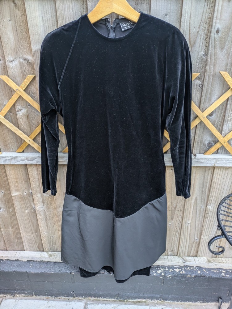 Ganni Versace 80s Sera Velvet Black Dress Size 42 – 8 Women&rsquo;s Vtg Made In Italy