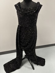 Elegant Black Sequin Ribbon Backless MERMAIDCORE Dress XL