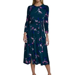 Eliza J Falling Flowers Teal Cherry Blossom Asian Floral Stretch Knit Midi Dress