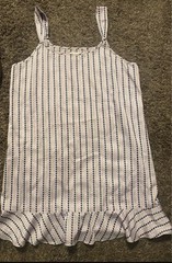 kate spade new york White/Blue Striped Sundress, Ruffle Hem, Strappy, 4