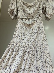 MINKPINK Hailey Midi Ivory Sundress with Lavender Floral Print NWT Size M
