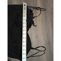 Elim Black Beaded Floral Asymmetrical Ruffle Formal Gown Dress Small Y2K Gothic