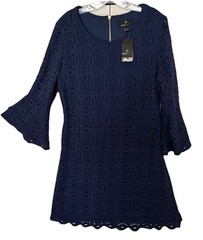 Navy Lace Dress By RONNI NICOLE Size L NWT