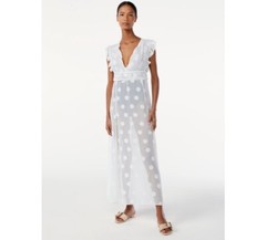 scoop adult female ruffled maxi cover up dress with side slits