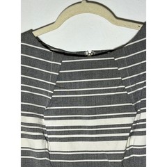 Calvin Klein Gray White Striped Sleeveless Sheath Dress Career Office Size 8