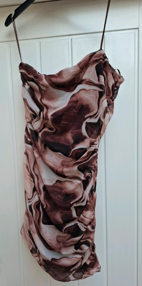 PINK VANILLA MINI DRESS BODYCON SLIP BROWN SIZE 12
