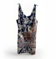 Lila Rose Blue/White/Red Paisley Shift Dress Scoop Neck Sleeveless Short Size 4