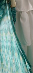 Ruby Road Women&rsquo;s 1X Bead Accented MAXI DRESS , Shades Of teal on White,NWT