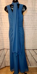 The Loretta Collection « Peacock Blue » Pleated Ruffle Gown ( Size 2/4-Small)