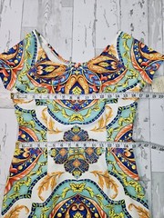 Alexia Admor Womens Scuba Dress 10 Sheath Dress White Green Orange Blue Green
