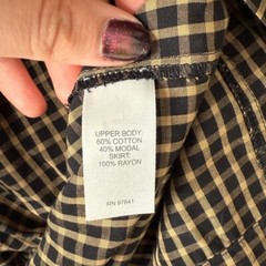 J. Jill Black camel Check Mixed Media Plaid Dress 3/4 Sleeve Size Small