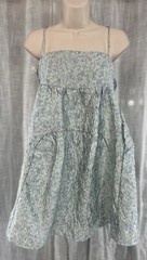 Vintage Y2K Blue Embossed Baby Doll Dress S Ariana Grande Look