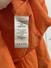 Anthropologie Orange Button Front Puff Sleeve Tiered Dress Size SP Small Petite