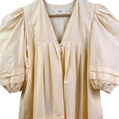 Mable Yellow Puff Sleeve V Neck Tiered Skirt Babydoll Mini Dress Coquette Small