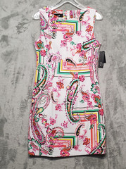 AGB Dress Womens Size 8 Pink Orange Green Yellow Multi Floral Print Sheath Dress