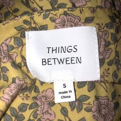 Things Between Womens Small Cottagecore Yellow Green Floral Printed Cotton Dress
