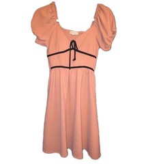 Pie In The Sky Pink Puff Sleeve Smocked Square Neck A-Line Dress Size S