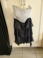 NWT White House Black Market Polka Dot Strapless Dress Womens Size 12