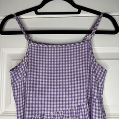 Things Between Maeve Cotton Gingham Purple Midi Dress Size Small