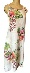 LUNGO L&rsquo;ARNO 100% White Floral Linen Italy Midi Beach Coastal Hawaiian NEW