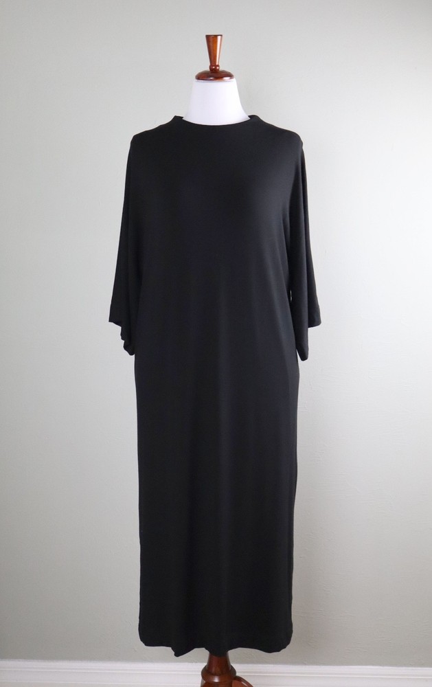 CHICO&rsquo;S NWT $119 Mock Neck Soft Midi Dress in Solid Black Size 3 US XL / 16 / 18