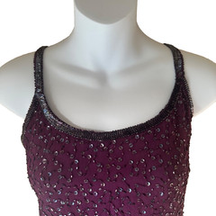 Plum Purple Beaded Mini Dress Sequin Embellished Party Cocktail Glamour Size 12
