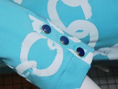 M Lilly Pulitzer Turquoise & White Coastal Vibe 3/4 Sleeves Logo Buttons