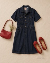 NWT Levi’s Signature Denim Shirt Dress Size L Dark Wash Utility Style