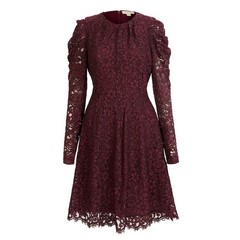 MICHAEL Michael Kors Lace Fit-&-Flare Mini Dress, Cordovan, Size 2, $275