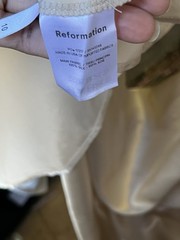 Reformation Ivory Silk Satin Maxi Dress Halter Sleeveless Bow Button Size 10