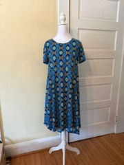 Carly Dress midi hilow high low Blue Aztec southern cowboy scoop neck pocket