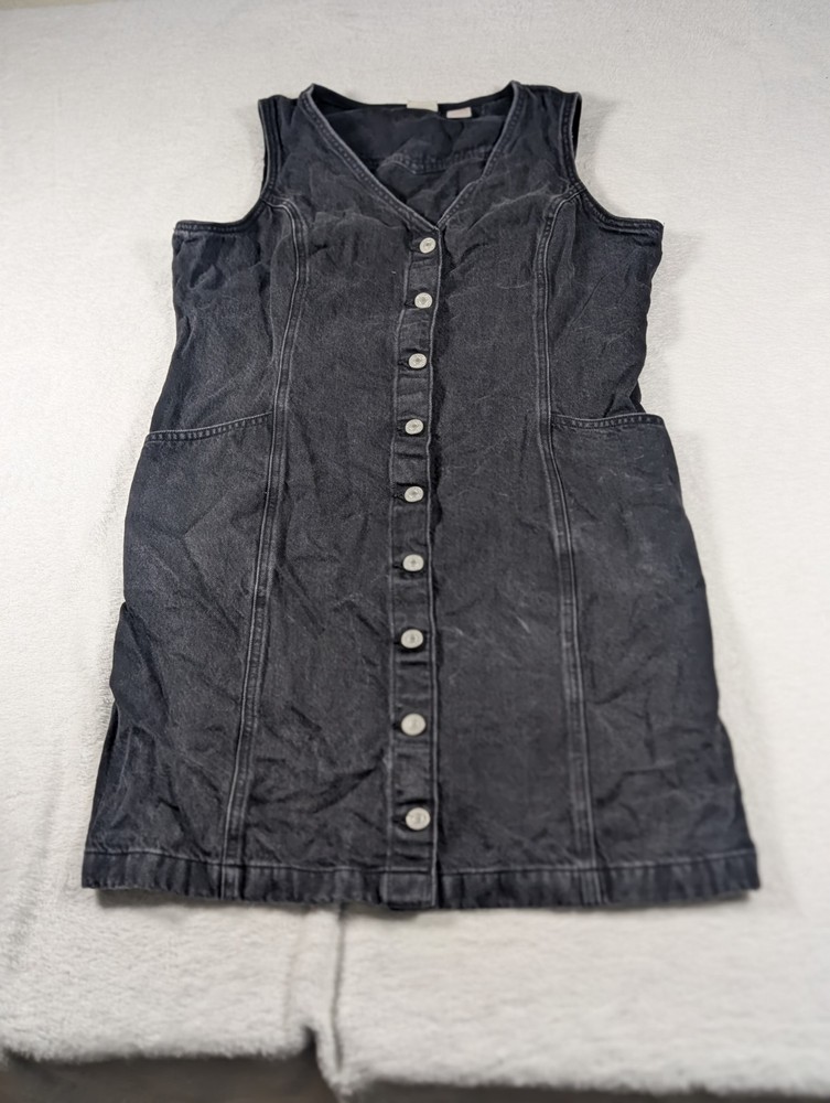 Levi&rsquo;s Black Denim 100% Cotton V-Neck Button Front Pocket Knee Dress XL