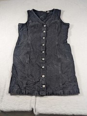 Levi&rsquo;s Black Denim 100% Cotton V-Neck Button Front Pocket Knee Dress XL