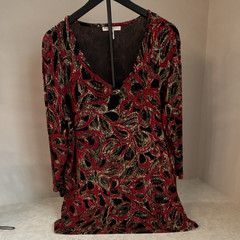 JM Collection 2X Plus Tunic Dress V-Neck 3/4 Sleeve Velvet Burnout Floral