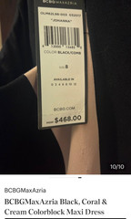 bcbg maxazria dress 8 Black Cream & Coral Colorblock Maxi Dress
