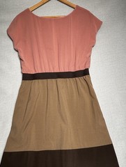 Smart Set Colorblock Dress Size 12 Pink Tan Brown Cap Sleeve Workwear